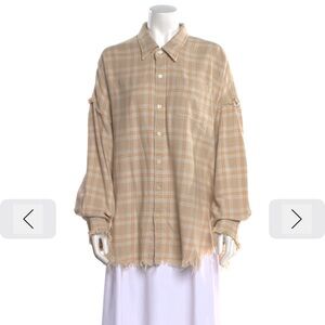 R13 flannel - xs 
	•	Neutrals plaid 
	•	Raw-Edge Trim